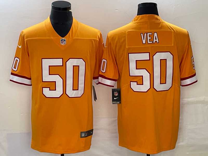 Mens Tampa Bay Buccaneers #50 Vita Vea Yellow Limited Stitched Throwback Jersey->tampa bay buccaneers->NFL Jersey